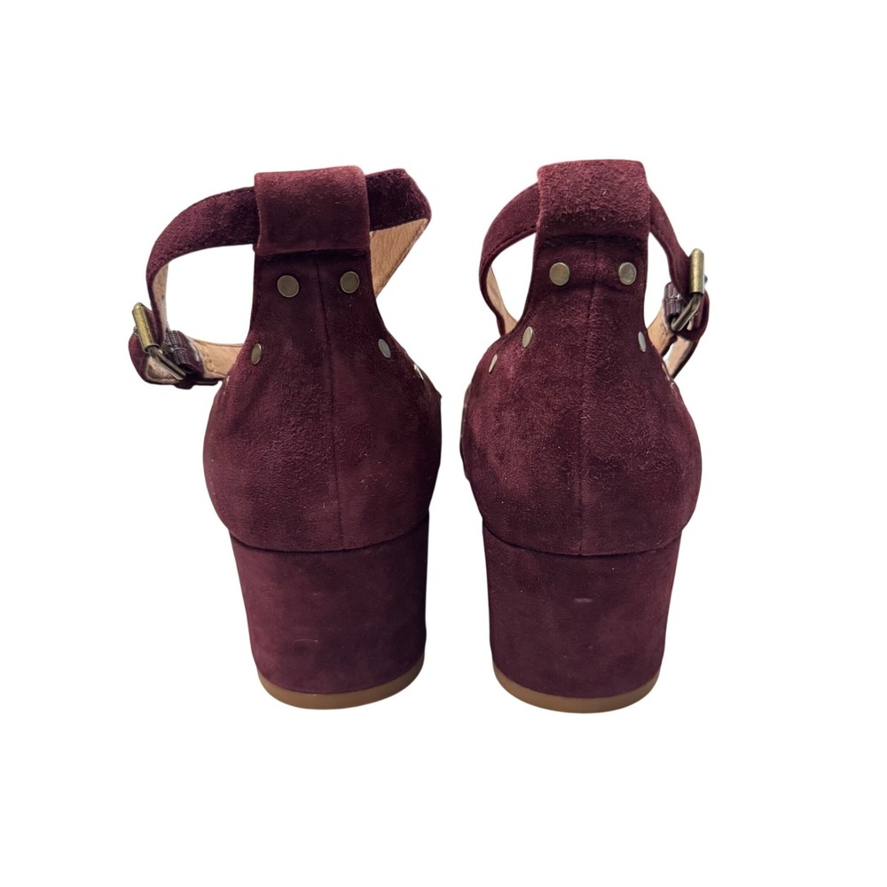 Madewell Inez Stud Ankle Strap Pumps Womens 9.5 Burgundy Suede Excellent Studded - Picture 7 of 11